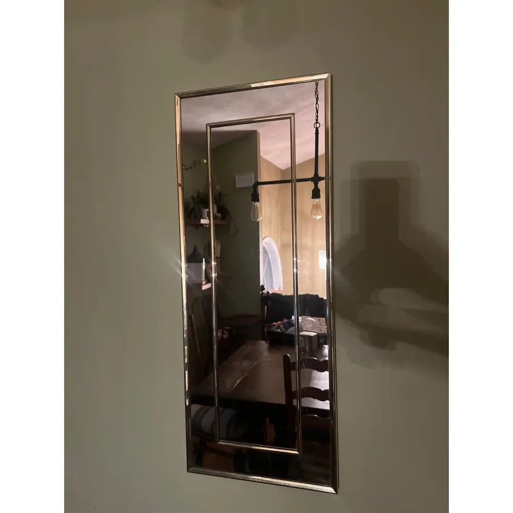 Vtg PAIR Hollywood Regency MCM Gold Framed Mirror 11x28” ‘80s Marsel #414